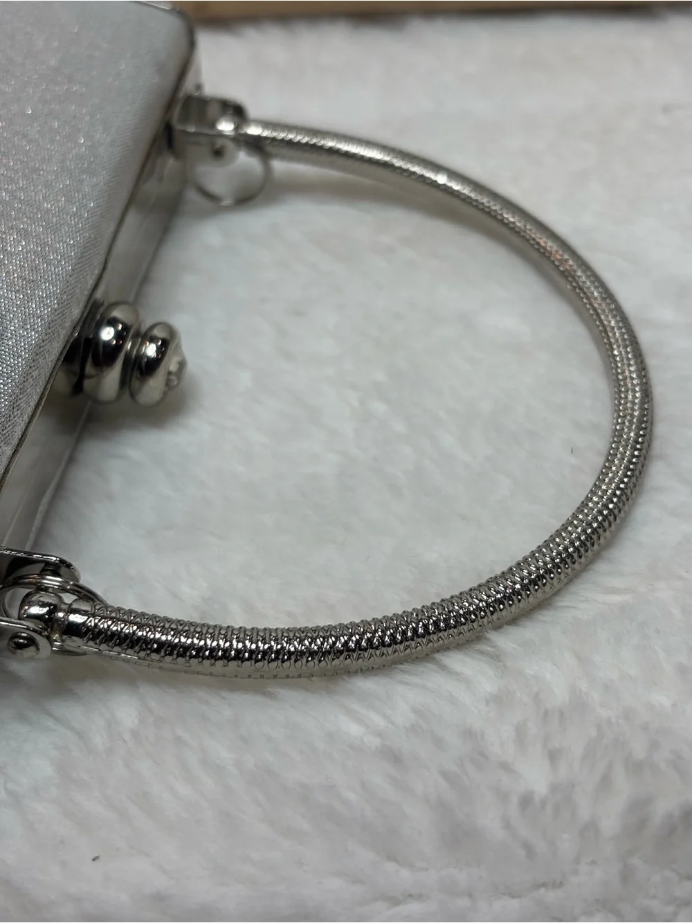Vintage silver small evening bag with rhinestone flowers Purse